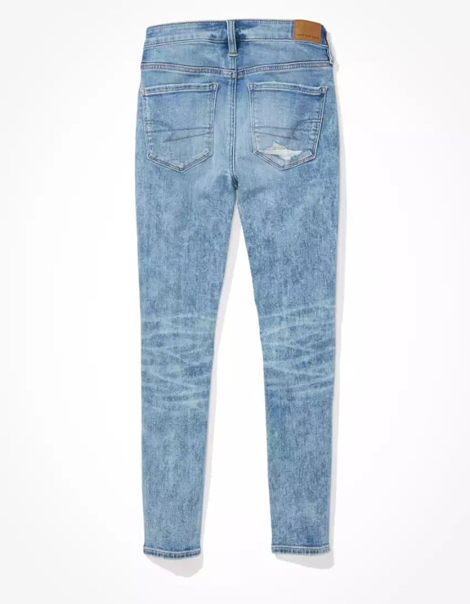 Jean American Eagle AE Ne(x)t Level Ripped High-Waisted Jegging Crop Lavage Clair Femme | DHF-92014616